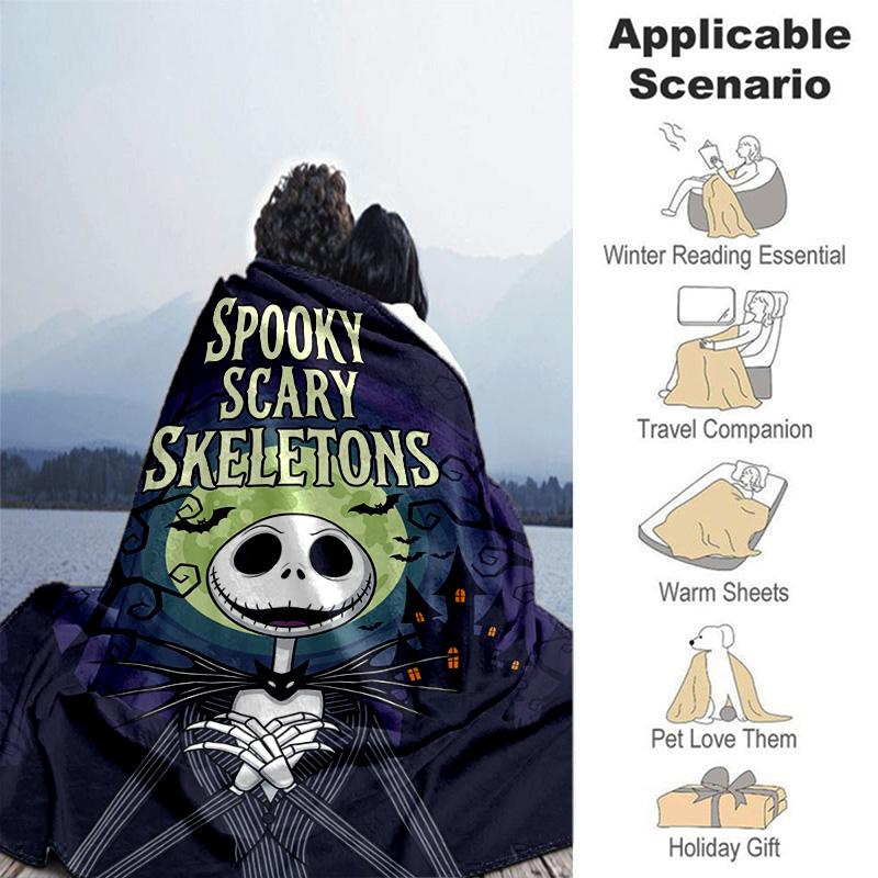 1pc Skull Beauty Split Soft Throw Blanket Flannel All Season Light Weight Living Room/Bedroom Warm Blanket. M7290137