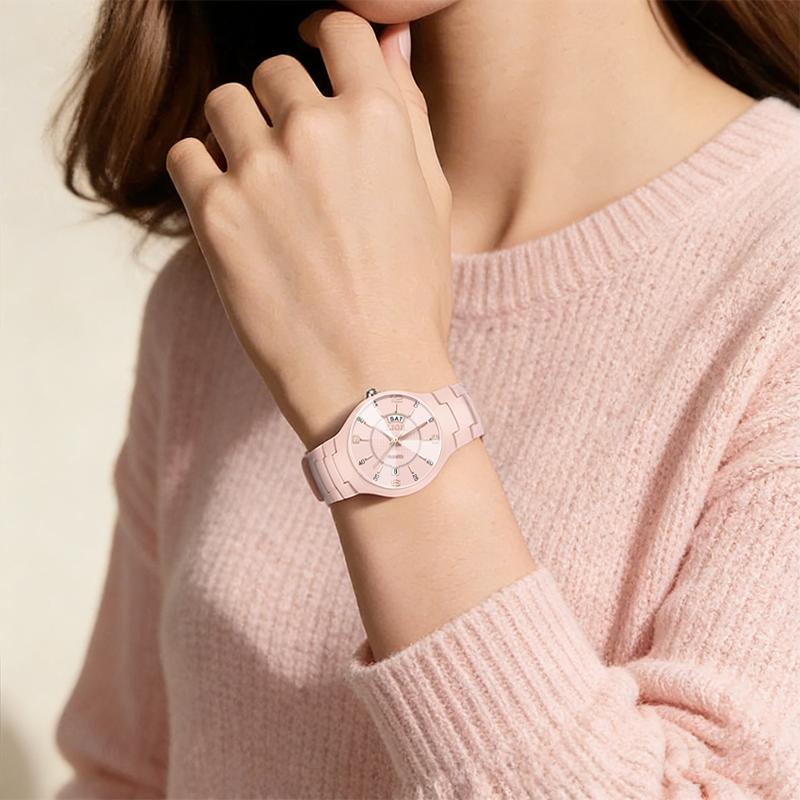 LIGE Elegant Women Watches Fashion Ceramics Small Dial Ladies Quartz Watch Date Week Display Luxury Woman Wristwatch Reloj Mujer