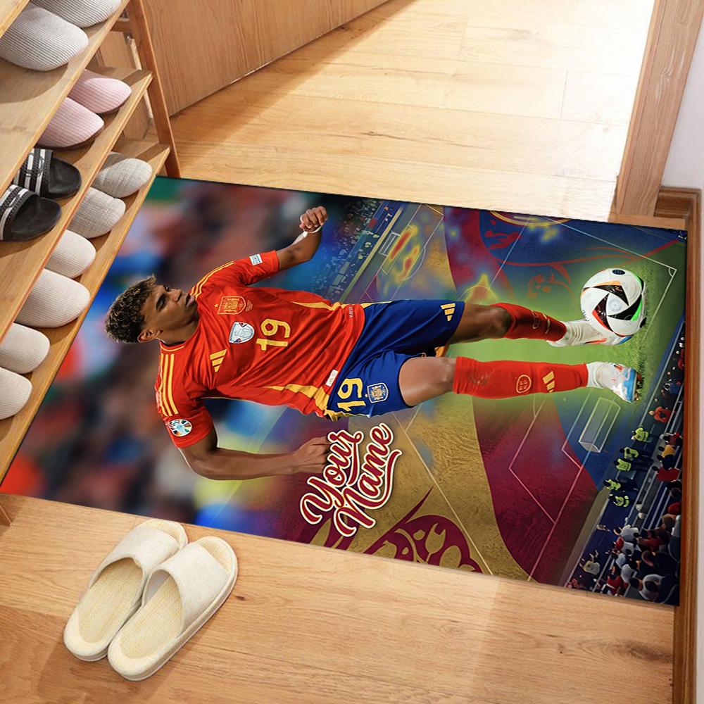 Lamin Yamal Customizable Name Area Rug Perfect For Entryway Balcony Hallway Outdoor Antislip Carpet Anime Office Decor Spiritual Gift