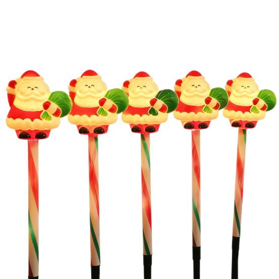 Solar Christmas Lawn Lights Santa Snowman Stake Lamps for Yard Outdoor Warm White LED Garden Lighting