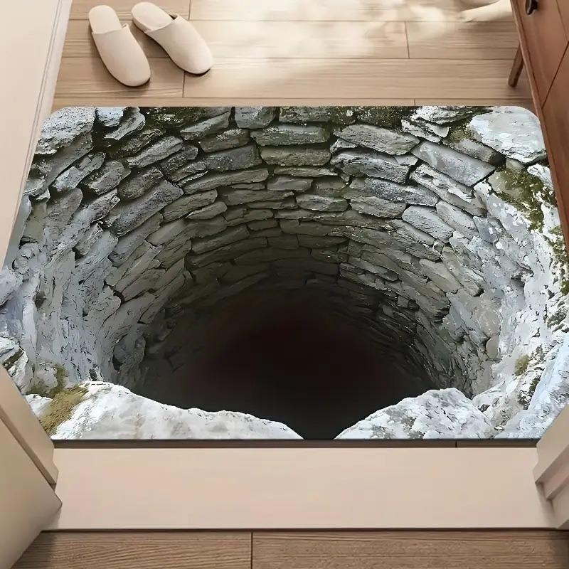 1pc 3D Visual Trap Floor Mat Wear Resistant Dirty Proof Home Entrance Doormat Bathroom Water Absorbing Foot Pad
