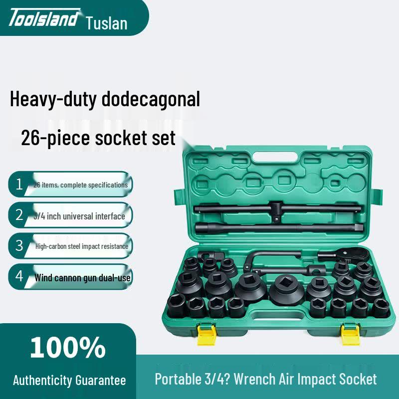 Toolsland 26-Piece Heavy-Duty Impact Socket Wrench Set