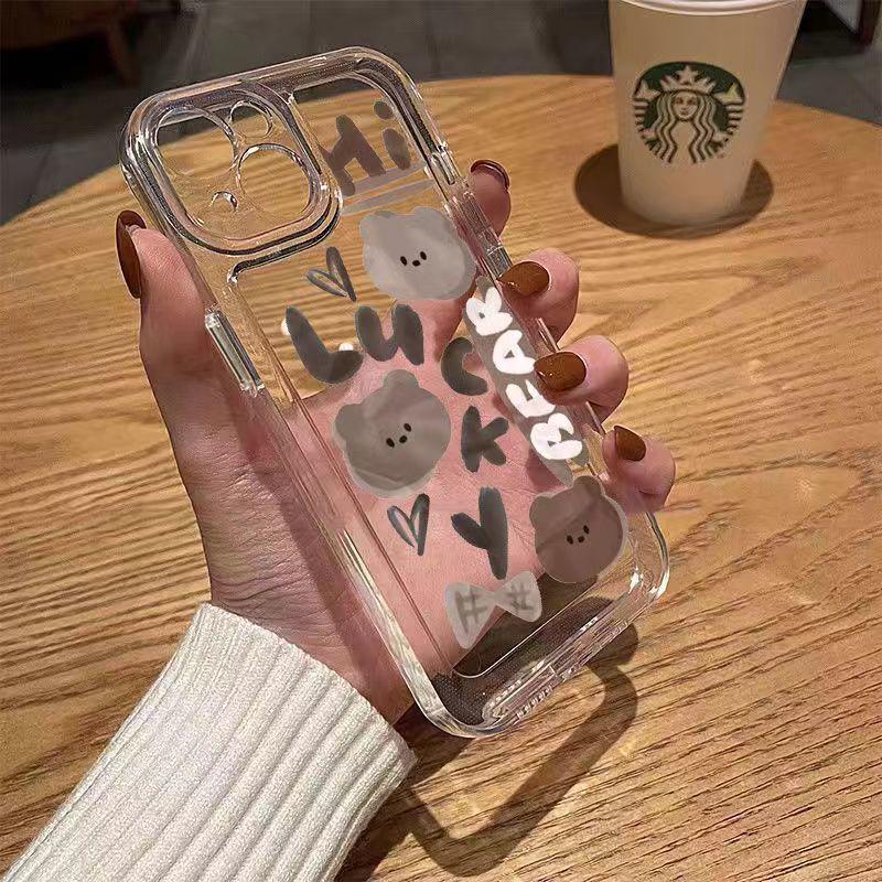 Cute Bear Head Phone Case for Apple 17PROMAX, 16PRO, 15/13/14/12/11 with Precise Cutouts