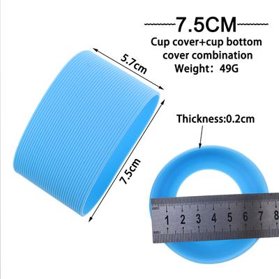 2Pc/Set 7.5cm 15 Colour Threaded Soft Silicone Cup Sleeve And Bottom Suit Heat Insulated Anti Slip Good Toughnes Odorless