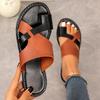 Mix Color Flat Sandals Women 2026 Summer Pu Leather Clip Toe Outdoor Slippers Woman Plus Size 43 Non Slip Beach Slide Flip Flops