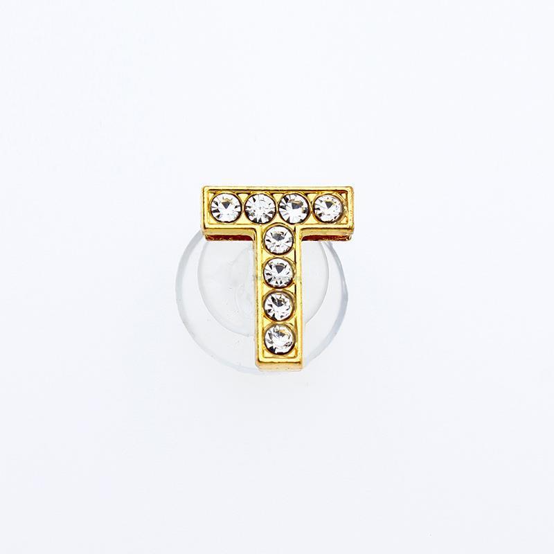 1Pcs Gold Letters Metal Shoe Charms Crystal Diamond Alloy Charms Shoes Accessories Buckle High Quality Shoes Decoration