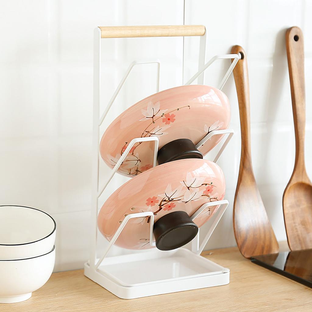 3 Layer Pot Lid Holder Vertical Pot Cover Drainage Storage Rack Chopping Board Organizer