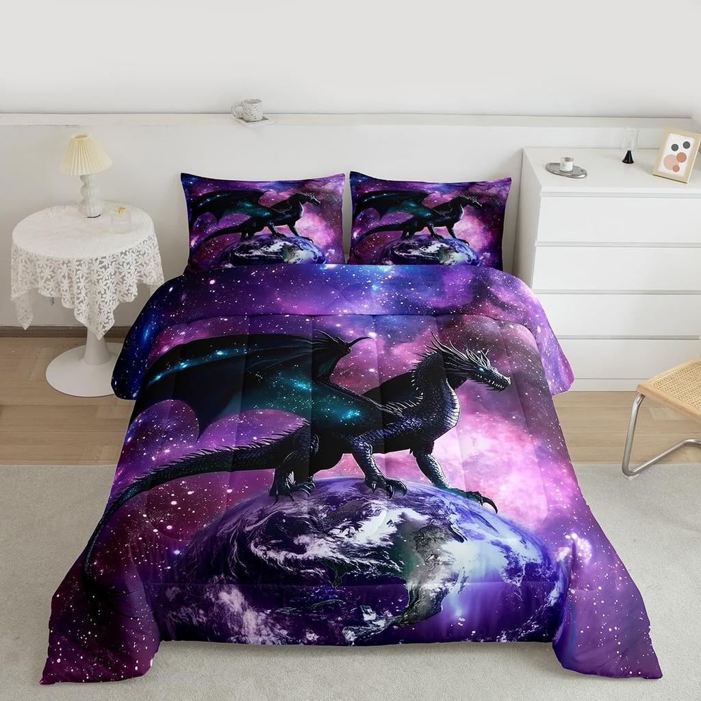 Gothic Decor Comforter Set Twin Size Boys Boho Moth Down Comforter Men Gothic Sugar Skull Comforter Galaxy Starry Sky Halloween Gothic Beddi