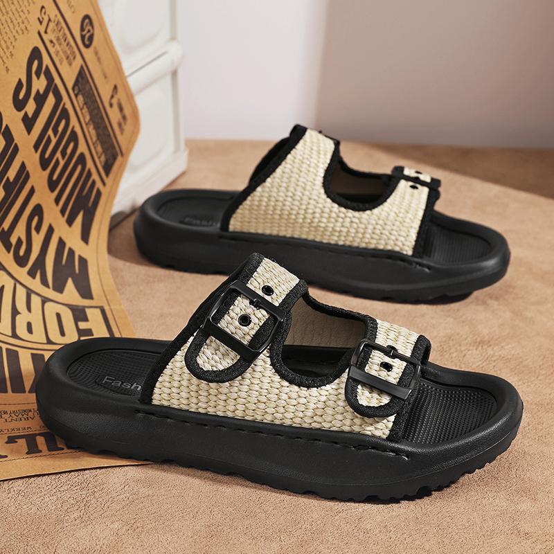 Fashion Comfortable Slip on Mens Half Drag Beach Cool Slippers Men's Office Flats Mesh Cloth Walking Shoes Non-Slip Casual Man Loafers