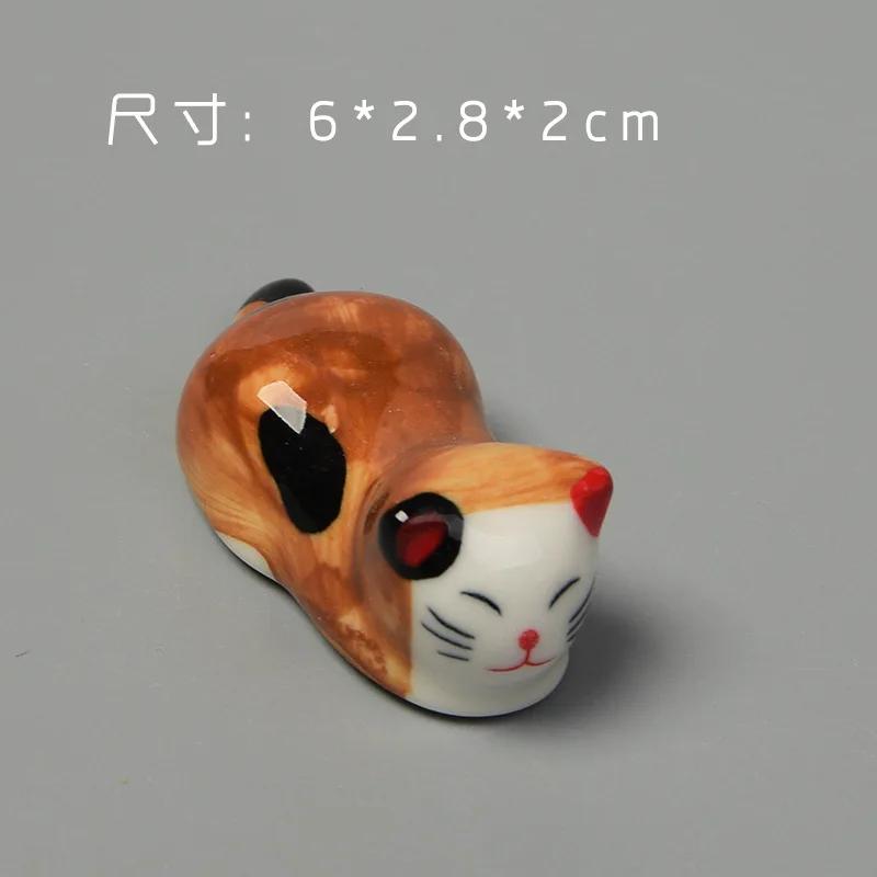 Ceramic Cute Cat Chopstick Holder Tableware Japanese Style Underglaze Restaurant Simple Oval Spoon Bracket Utensil for Kitchen