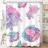 Bathroom Shower Curtain Set with Floral Print Decorative Waterproof Fabric for Home Decoration in Multicolored