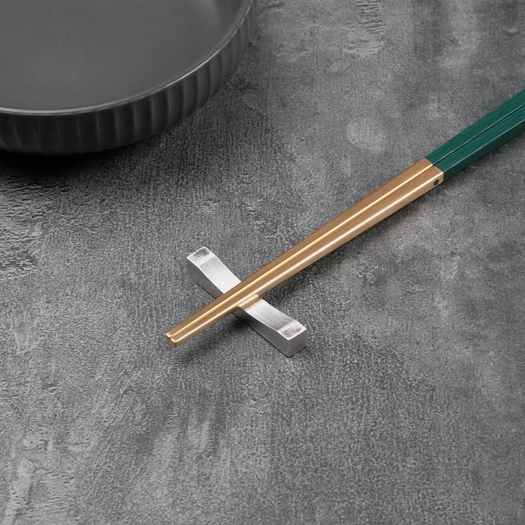 LAYANA a Luxurious Gift Stainless Made In Gold-Rimmed Chopsticks, Idea. Gold-plated Chopsticks, 23cm, SUS18/10 Steel, Taiwan, Green.