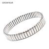 Women Men Stainless Steel Jewelry Elastic Bracelet For Unisex Metal Stripe Linked Bangle Silver Color