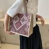 Tote Bag Geometric Cloth Bag Large Capacity Embroidery Shoulder Bag Ethnic Style Handbag  Girls