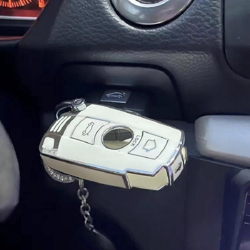 Bilnøkkeldeksel med nøkkelring i PU-skinn for BMW E90 E60 E70 E87 3 5 6 Series M3 M5 X1 X5 X6 Z4 E71 E72 E88 E89 E91 E92