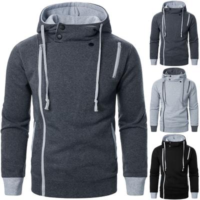 Herren-Pullover mit Reißverschluss, langärmelig, Kapuzen-Sweatshirt, Oberteil, Bluse