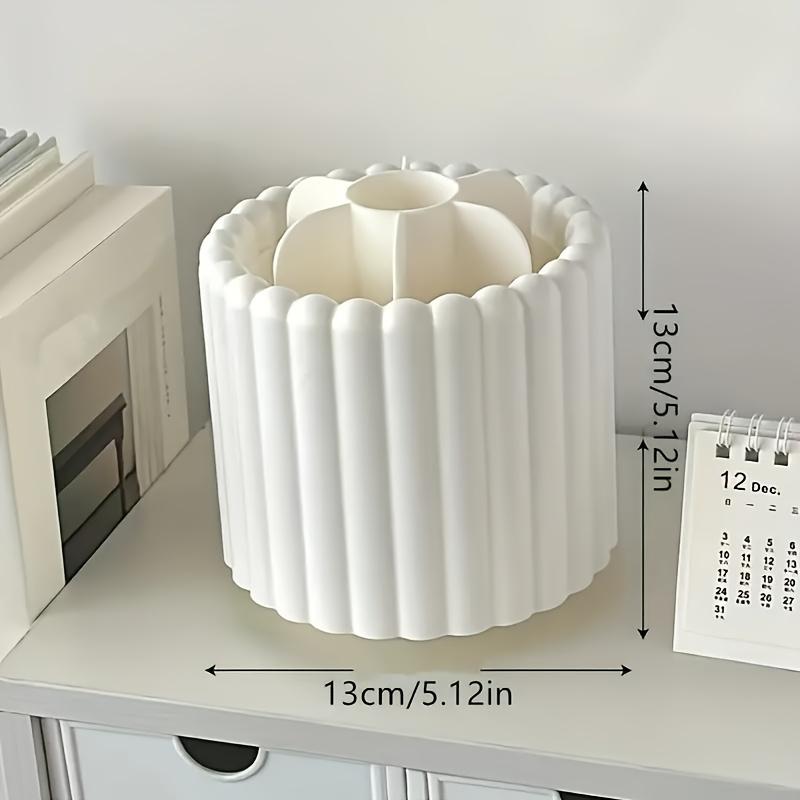 360 Degree Rotating Base Makeup Brush Holder, Dust-proof Pen Holder, Stationery Storage Rack with Detachable Partition