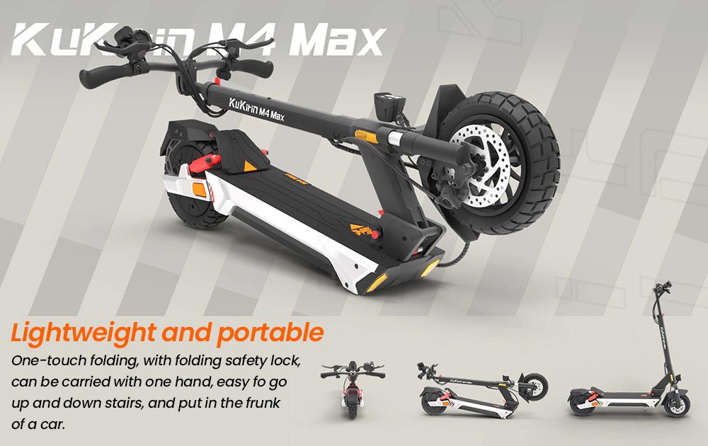 Foldable Electric Scooter Kukirin M4 Max, 800W Motor, 48V 18.2Ah Battery, Top Speed 45km/h, Cruising Range 65km, 10-inch Tires+4 Gifts