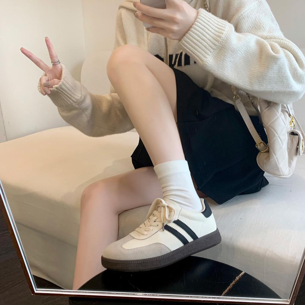 Soft leather retro color matching little white shoes women 2025 new versatile casual sports flat baseplate shoes Forrest Gump training shoes women