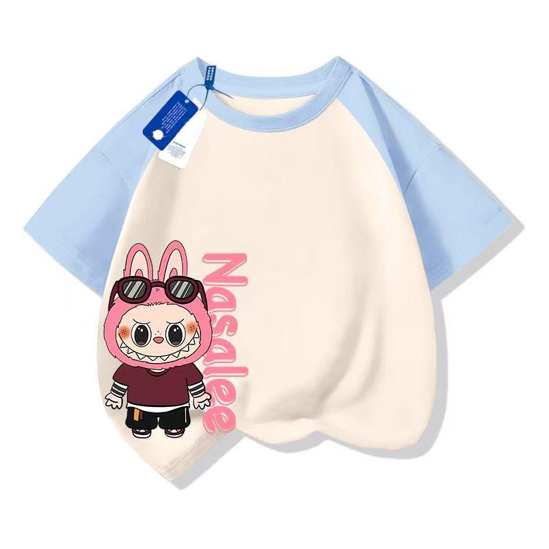 Hot LABUBU Cartoon Anime Print Girl Boy T-Shirt Kids T-Shirt Summer Short Sleeve Tee Child Tops