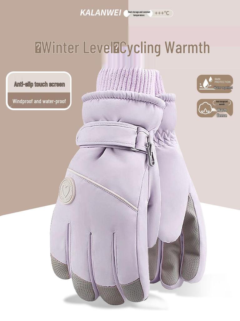 Women's Ski Gloves 2025: Velvet-Lined, Warm, Touchscreen Electric Bike Gloves for Autumn/Winter.