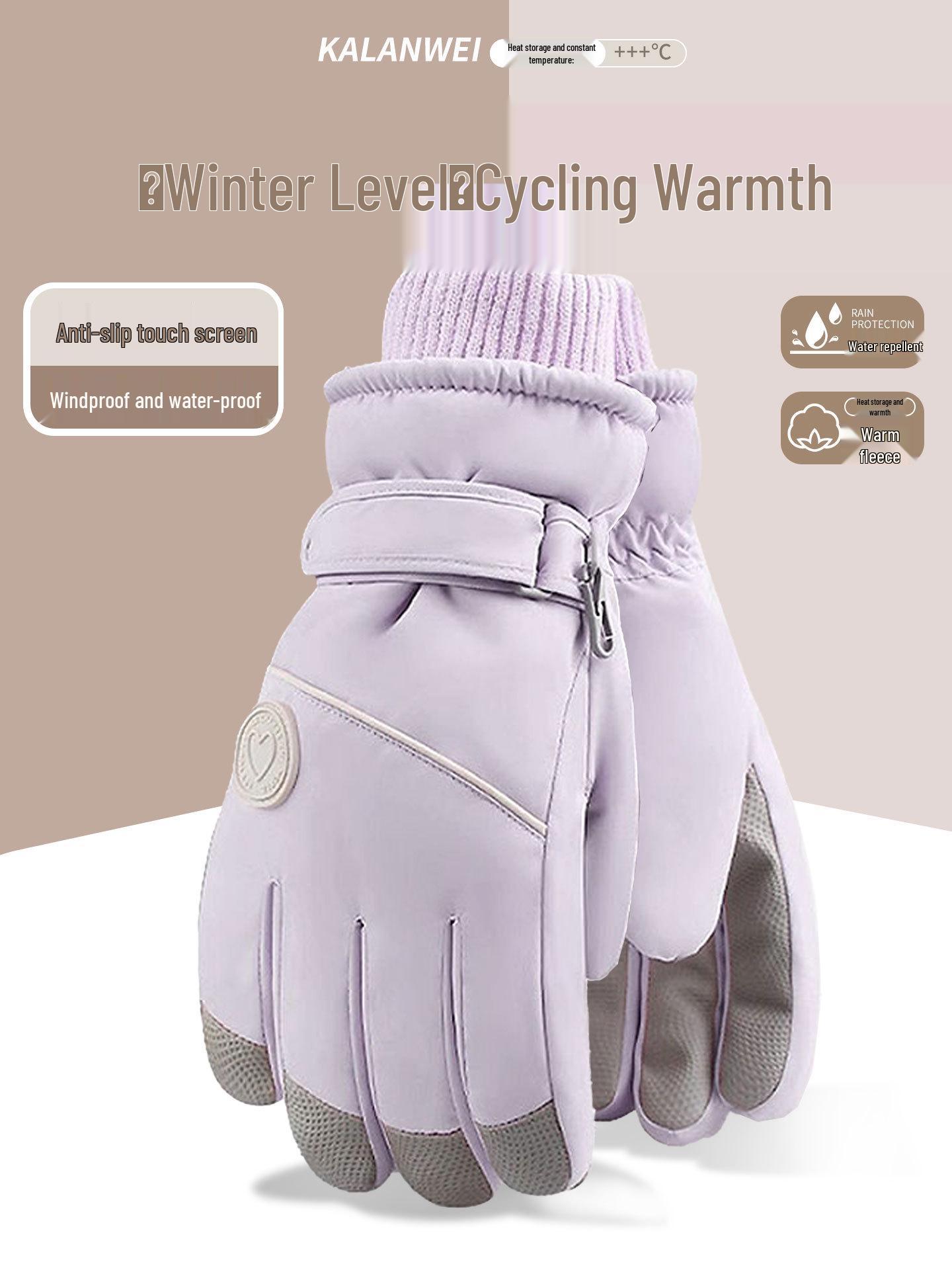 

Women s Ski Gloves 2025: Velvet-Lined, Warm, Touchscreen Electric Bike Gloves for Autumn/Winter. One Size фіолетовий