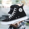 Tênis de Cano Alto de Lona Estilo Harajuku Masculino: Calçado Casual Tendência e Confortável para Adolescentes e Estudantes