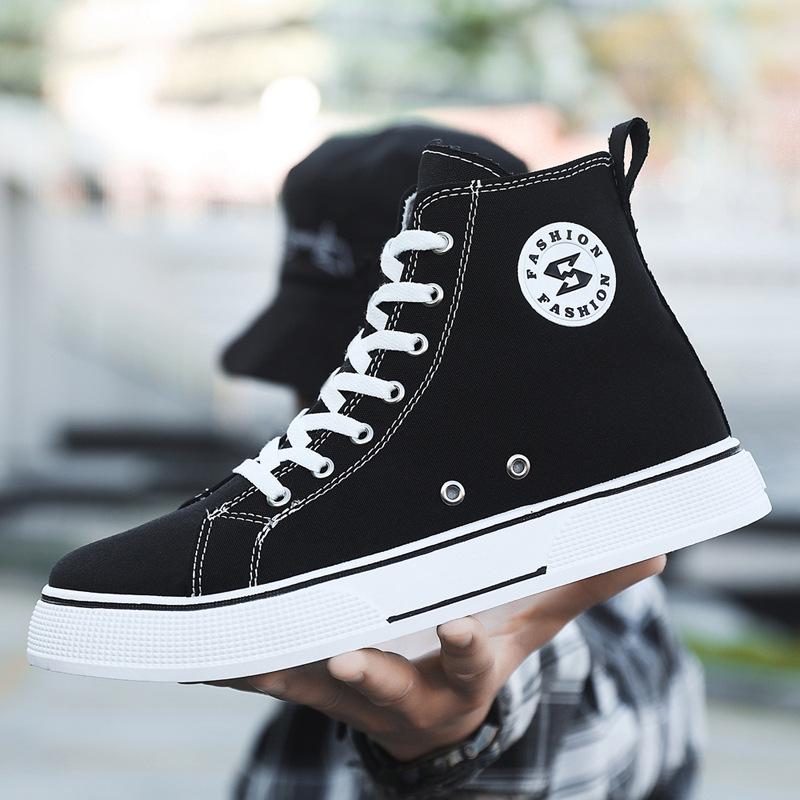 Men's Harajuku-Style High-Top Canvas Shoes: Trendy, Comfortable Casual Footwear for Teenagers and Students