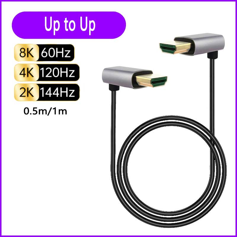 8K 90 Degree HDMI 2.1V Cable Cord 8K 60Hz 4K 120Hz 48Gbps EARC ARC HDCP Ultra High Speed HDR for HD TV Laptop Projector PS4 PS5