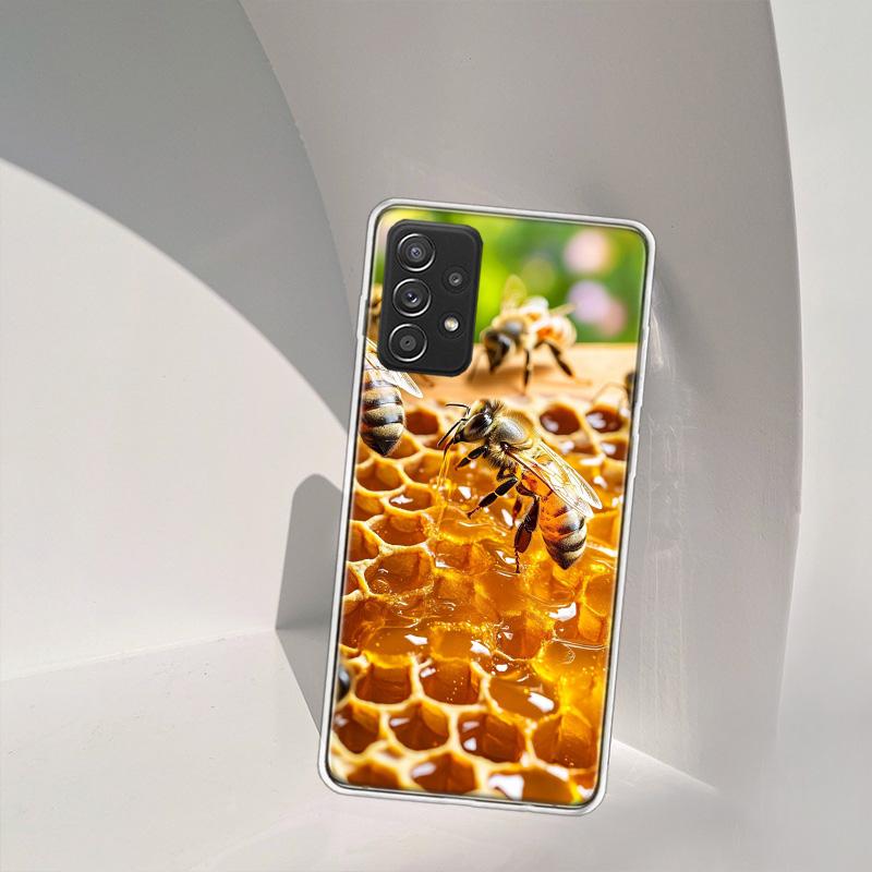 Bees and Honey in the Honeycomb Phone Case for Samsung A54 A57 A37 A17 A14 A15 A12 A24 A34 A55 A35 A25 A52S A07 A05S A04S A22 A3