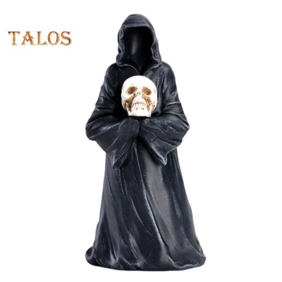 Halloween Grim Reaper Figurine Spooky Black Robe Death Ghost Resin Statue Sculpture Indoor Home Office Desktop Decoration Ornament Festival Gift
