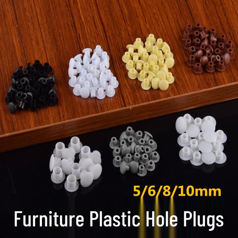 Round Plastic Hole Plugs for Cabinets and Wardrobes - Decorative Dustproof Screw Covers