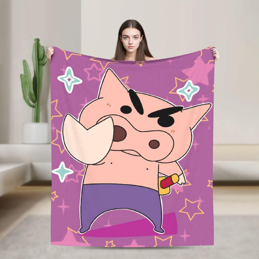 Shinchans 90S Cartoon Flannel Blanket Awesome Throw Blankets For Bed Sofa Couch 150*125Cm Rug Piece