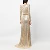 Luxury Gold Sequin Evening Gown with Heavy Beading and Rhinestones - 2026 European & American Celebrity Style