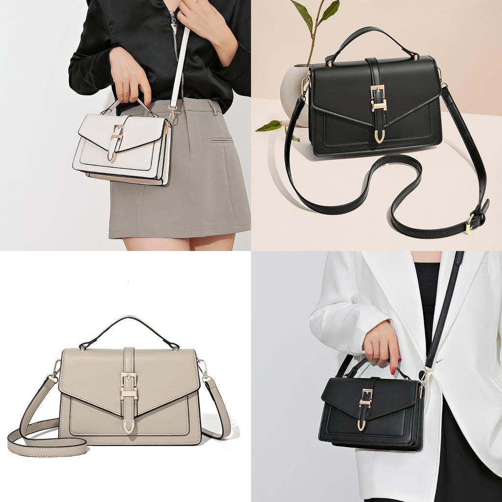 Elegant Women's Small Square Bag Multi-layer Simple Handbag Lock Commuter Bag 2023 New Shoulder Crossbody Bag