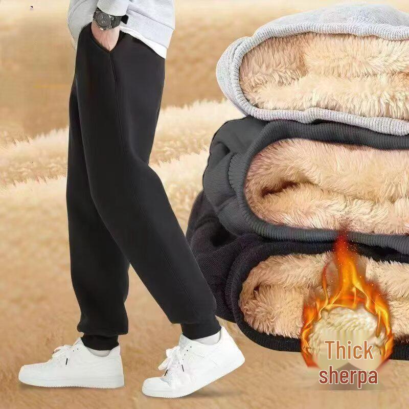 

Мужские зимние брюки из овечьей шерсти 2025 - Теплые, на бархатной подкладке, непродуваемые, универсальные, повседневные, из хлопка свободного кроя. XXL чёрный