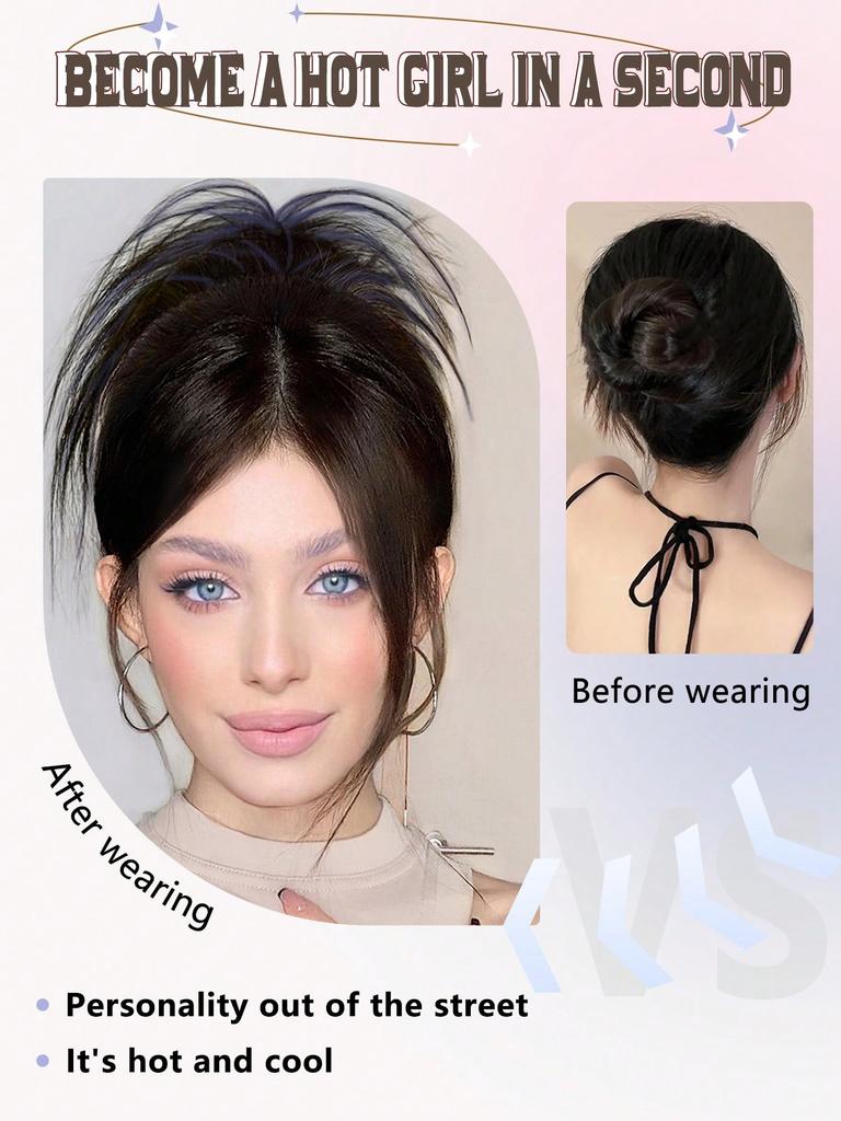 Synthetic Messy Claw Clip Hair Straight Bun Fake Hair Bun Female Hair Tail Extension