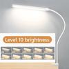 New A LED Desk Lamp with Clamp, Eye-Caring Clip On Lights   Office, 3 Modes 10 Brightness, Long Flexible Gooseneck,Metal