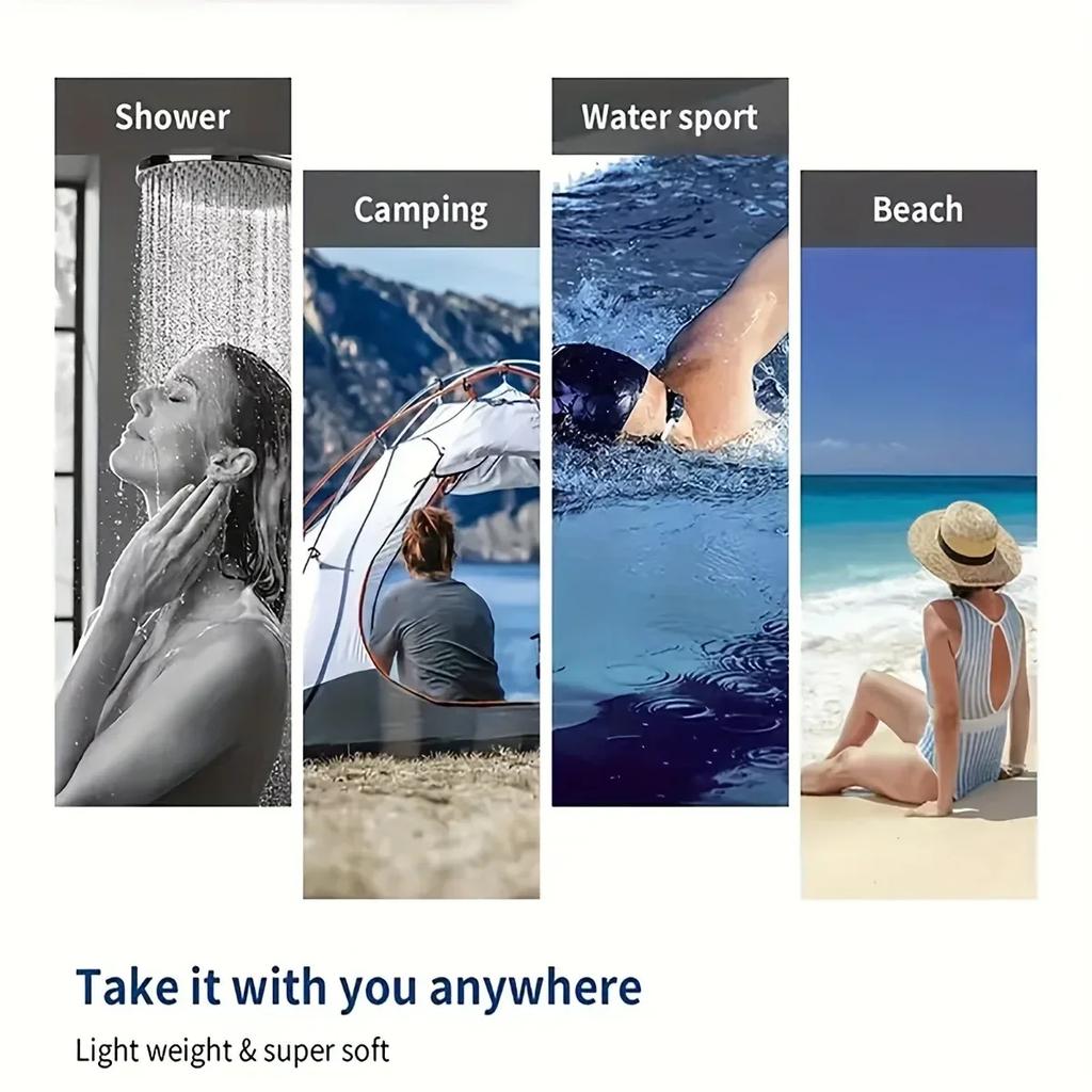 A Light Blue Beach Towel By The Poolmicrofiber Terry Bath Towels For Yoga, Travel, Swimming, Fitness And Camping