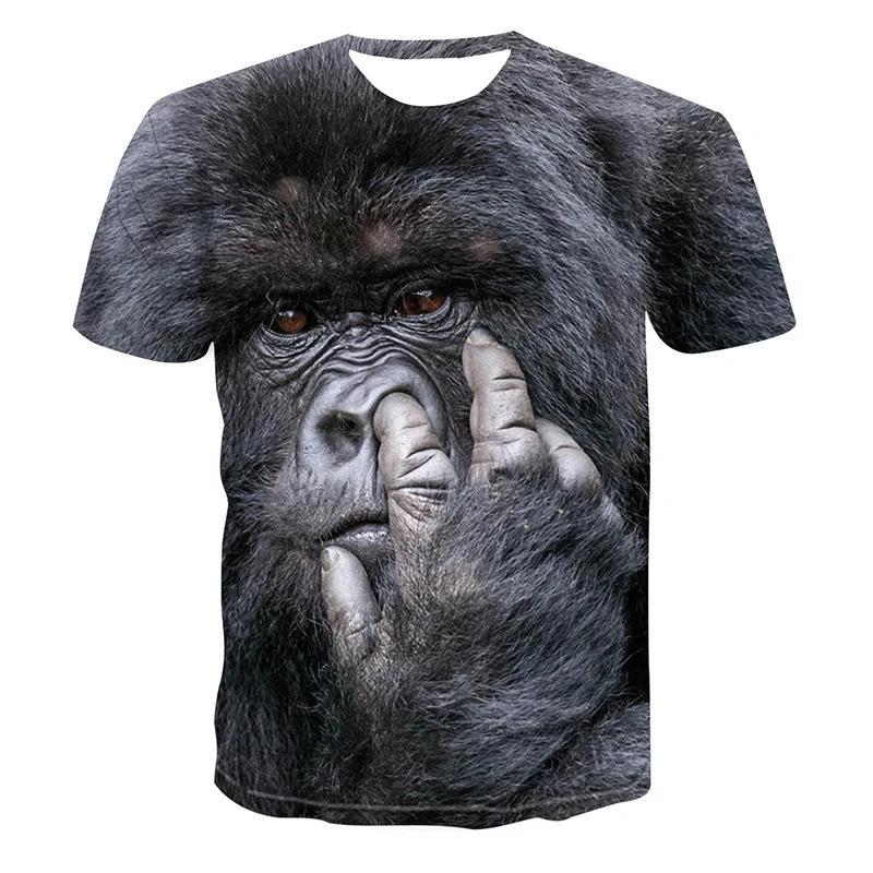 Summer Fun Gorilla Monkey T-Shirt Animal 3D Printing Street Style Men's and Women's Short Sleeve T-Shirt