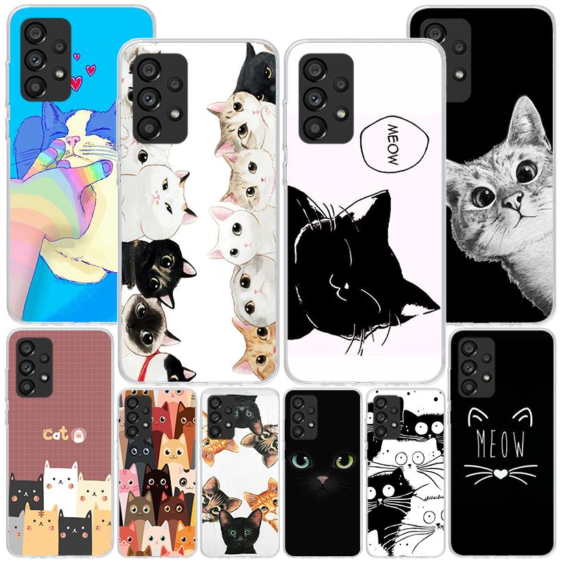 Cat Cute Kitten Cartoon Phnoe Case for Samsung Galaxy A17 A37 A57 A16 A26 A36 A56 A15 A14 A13 A55 A54 A53 A35 A34 A33 A25 A24 A2