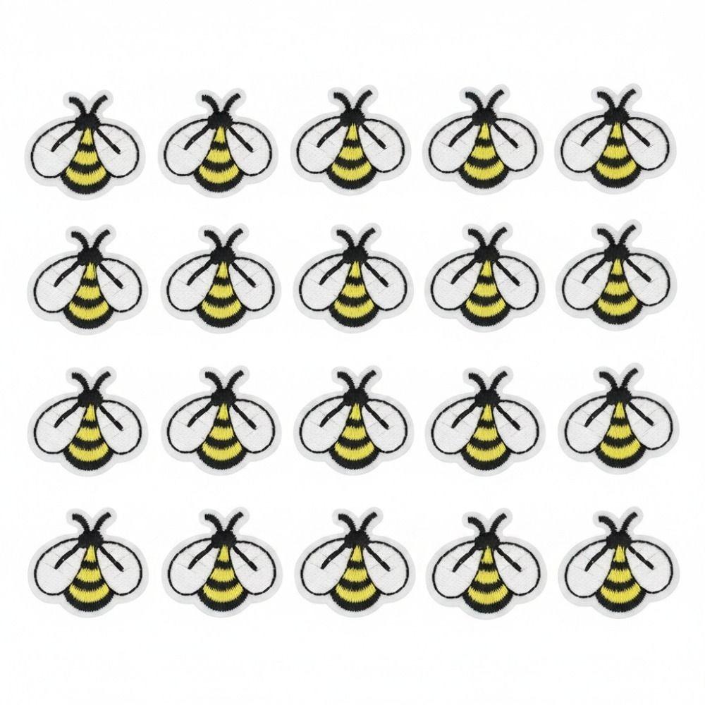 20pcs Embroidered Bee Embroidered Patches Iron On Applique Patches Decoration Iron On Patches Hat
