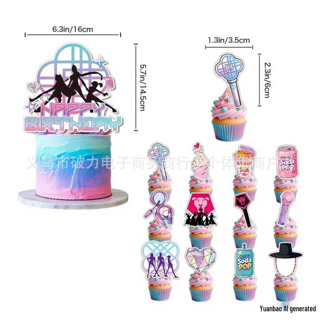 In Stock: Fast Shipping Witcher Party Decorations - KPOP Music-Themed Birthday Flags, Balloons & Cake Toppers Set.