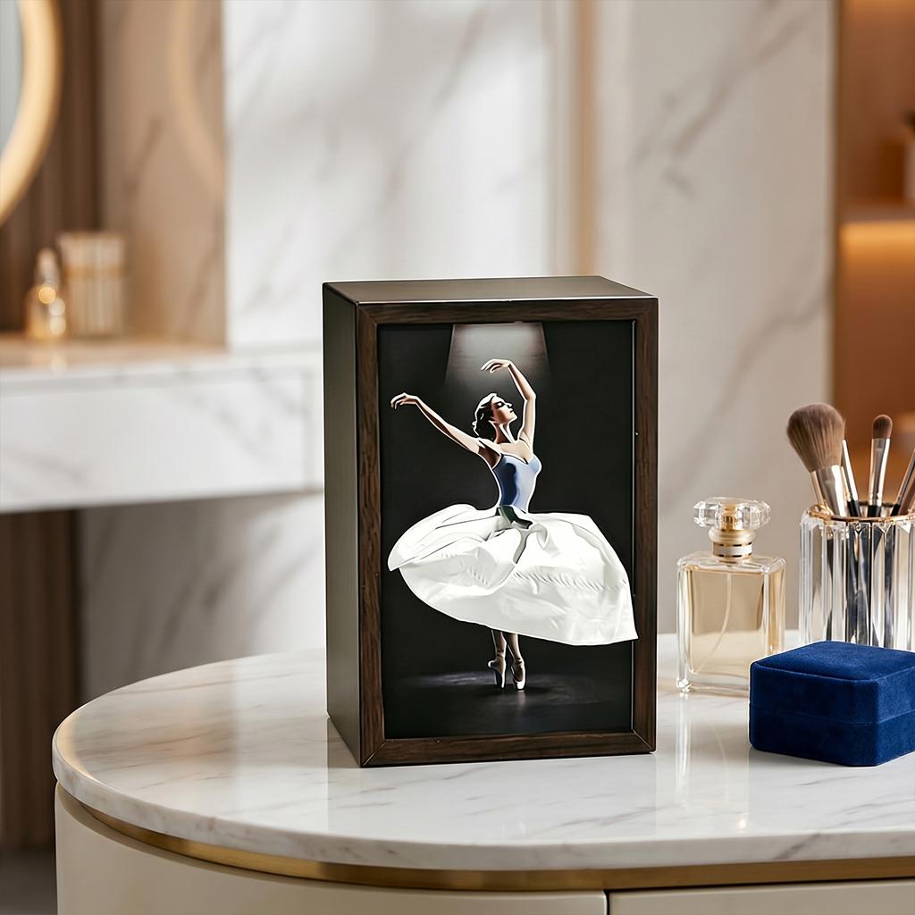 Ballet Girl Art Decorative Tissue Holder Lady Dress Design Tissue Box Wood Tissue Case for Office Countertops Living Room
