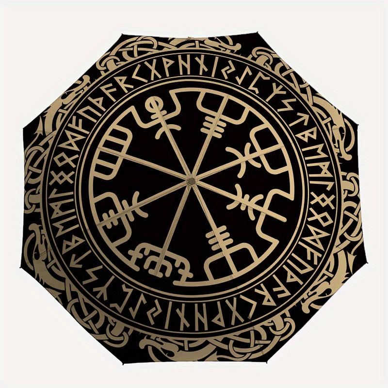 Viking Vegvisir Compass Nordic Runes Symbol Wall HangingUmbrella, Portable 3-Fold Umbrella for Men & Women,Christmas Gift ES161