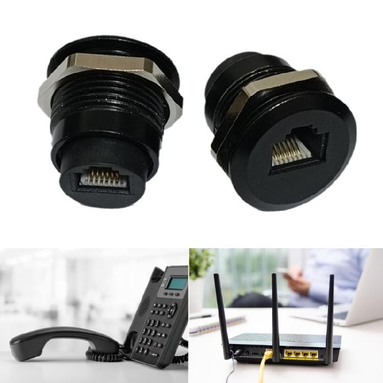 RJ12 6P6C Female Panel Mount Sockets Threaded Installation Kit for DSL Splitter Communication Systems