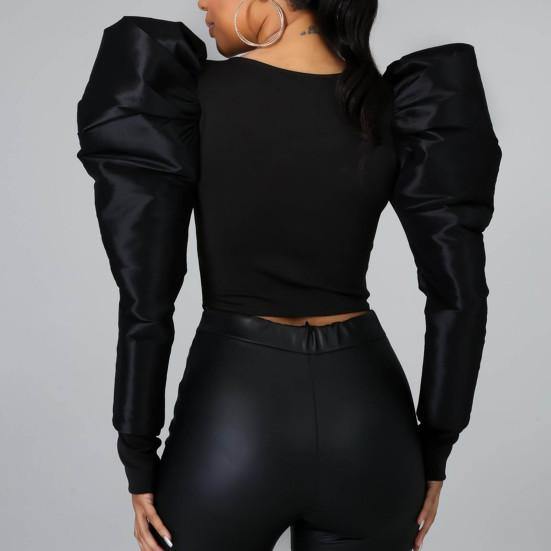 Camicetta da Donna Casual Patchwork Manica a Sbuffo Donna Primavera Estate Skinny Camicetta per Festa