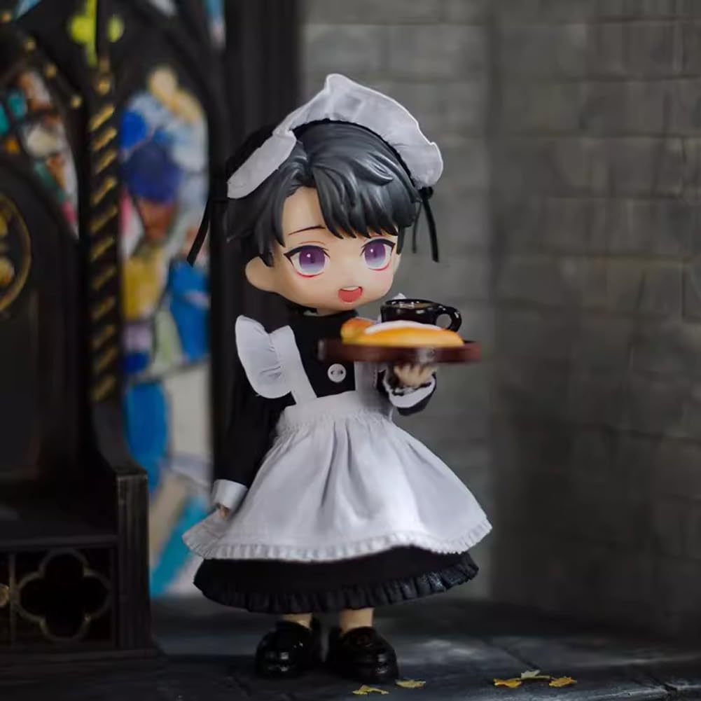 rakulifey Obitsu 11 Clothes Maid Dress with Hair OB11 Size Set for 11cm Obitsu Body Set, Outfit, Accessory, Black, Outfit, 3-Piece