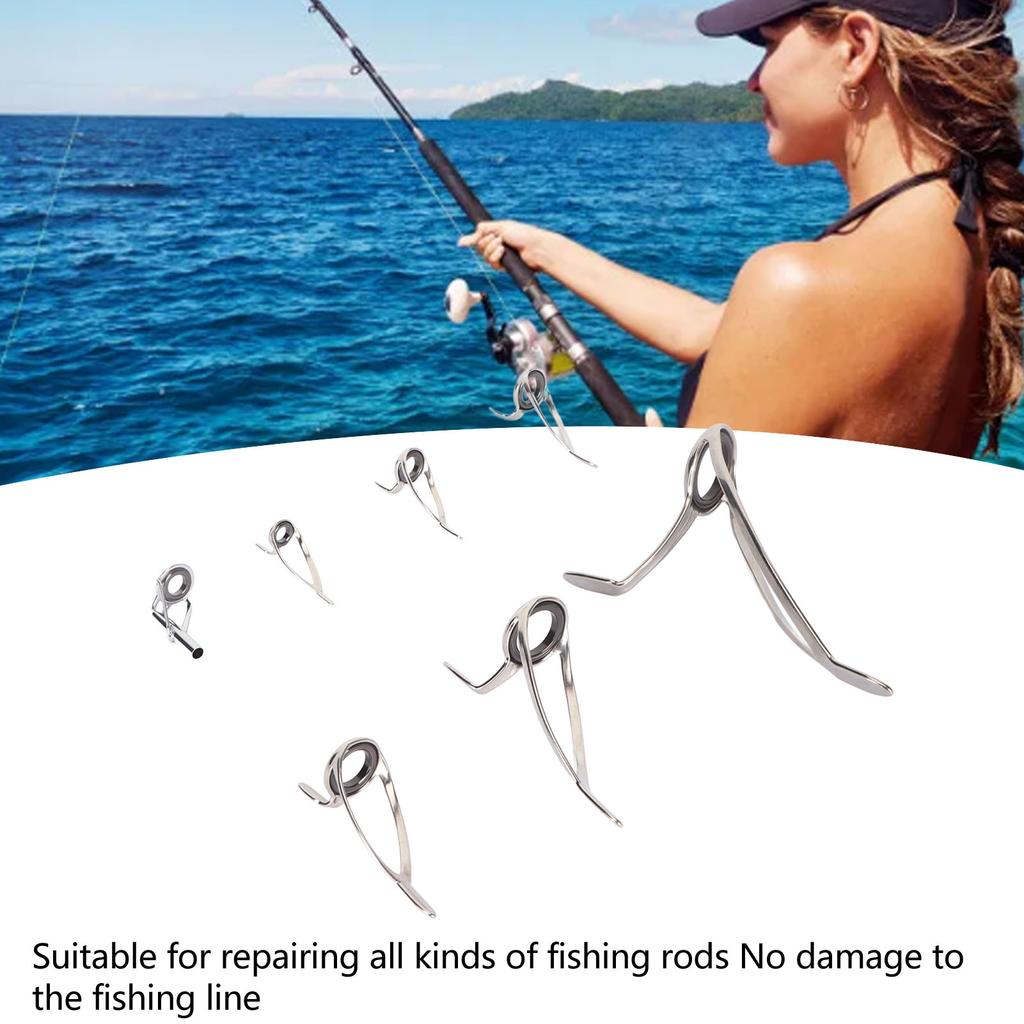 Steel Ceramic Guides Ring 7 Sizes Double Legs Fishing Rod Guides Rings for Freshwater Saltwater Rods