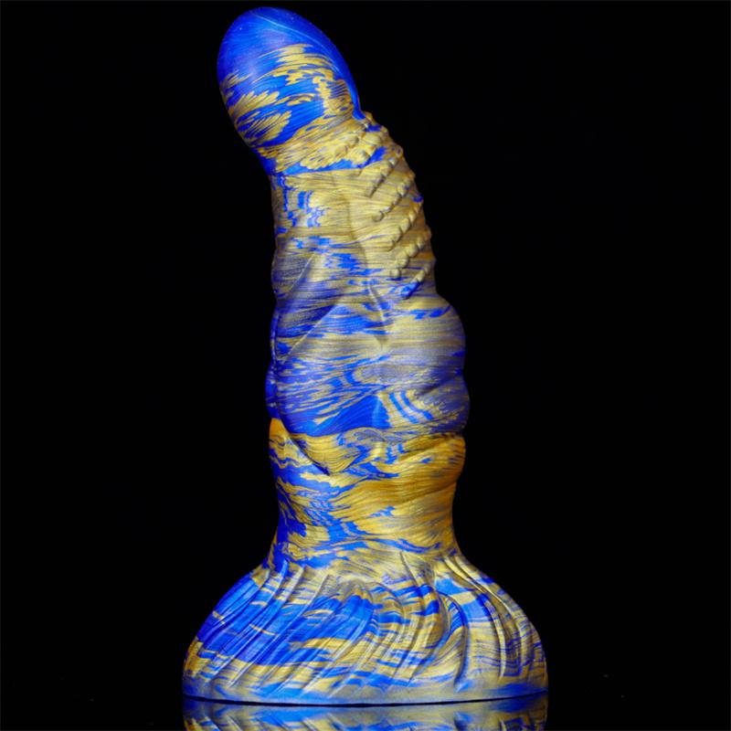 Fließendes Gold Hammer Gemischte Farbe Flüssigsilikon Penis Weibliche Produkte Fake Penis Übergroßer Analplug Erwachsenenprodukte